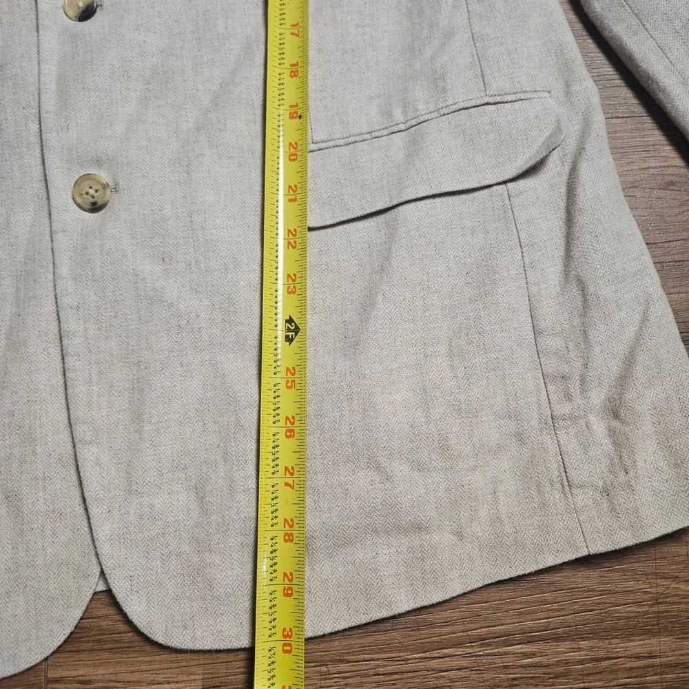Banana Republic Tailored Linen Blend Herringbone Blazer Sport Coat 44R Old Money